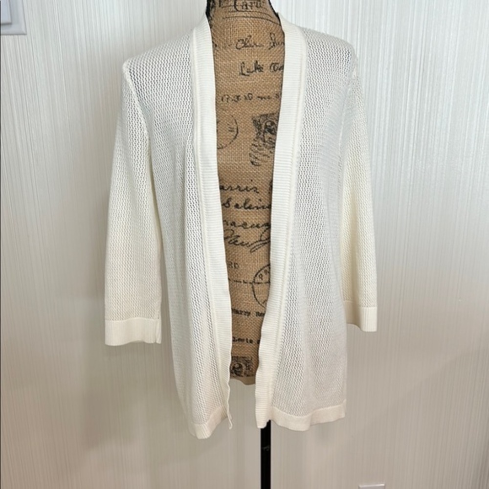 Talbots Ivory Open-Front Cardigan